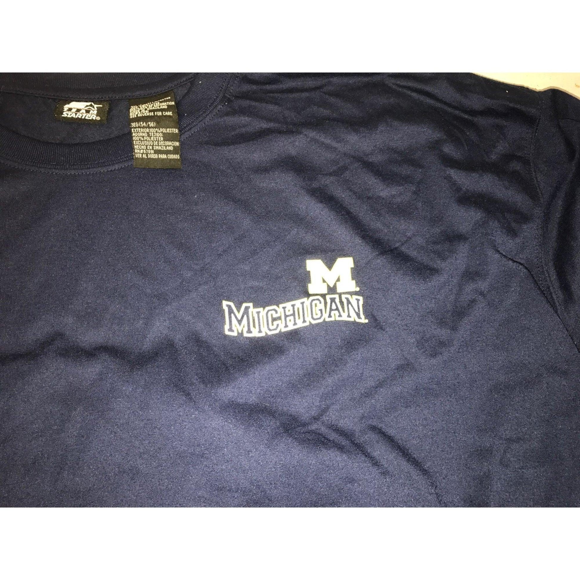 University of Michigan ( U of M ) Navy Blue Tee Shirt - Mens Size 3XL (54/56) Starter Brand - A+ Stuff - Sports Collectibles - A+ Stuff