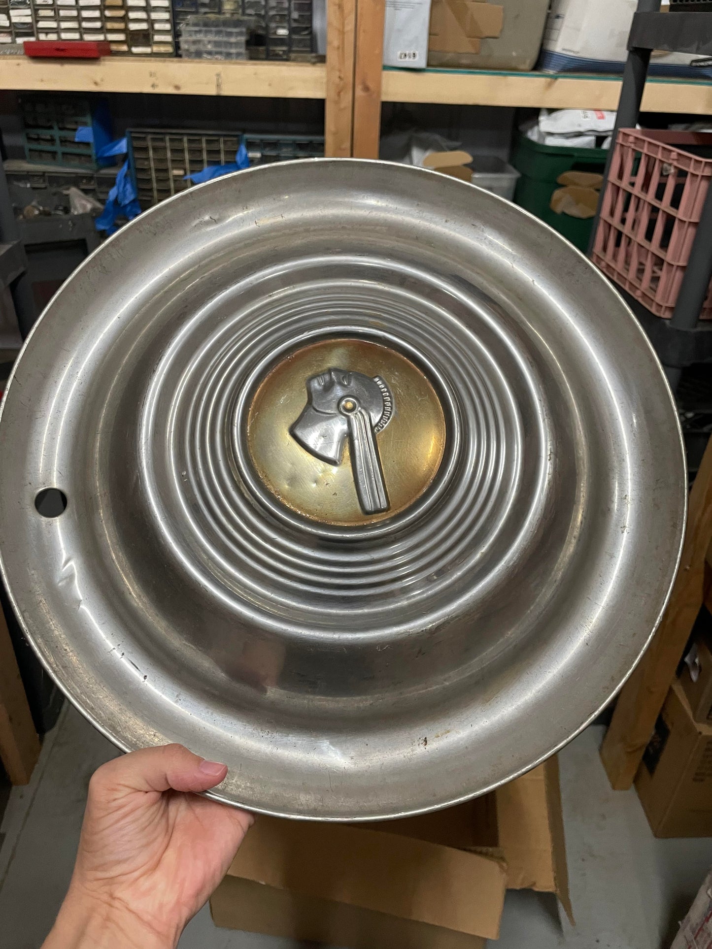 1950's Pontiac "CHIEF" Hubcap (Wheel Cover) Indian (Native American) Profile on center. Multiple available. Listing is for ONE Wheel Cover