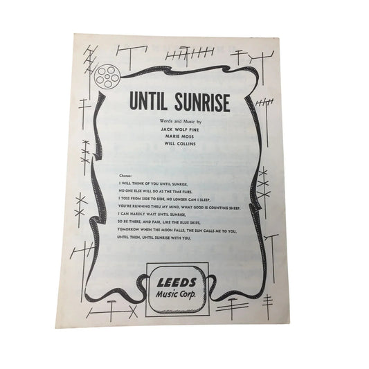 ''UNTIL SUNRISE'' SHEET MUSIC BOOK - A+ Stuff - SHEET MUSIC - A+ Stuff