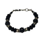 Women's Black and Silver Beaded Bracelet with Lobster Clasp
