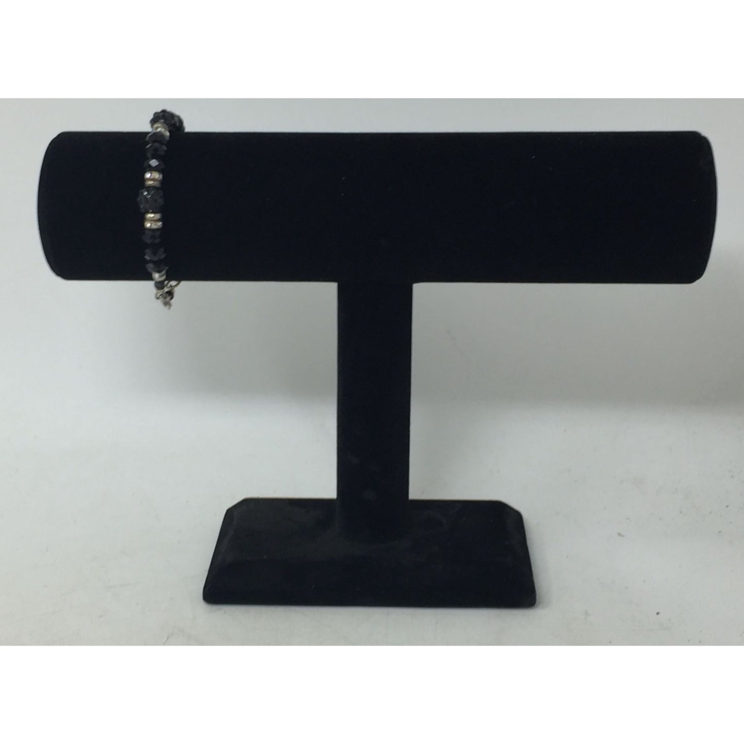 Women's Black and Silver Beaded Bracelet with Lobster Clasp