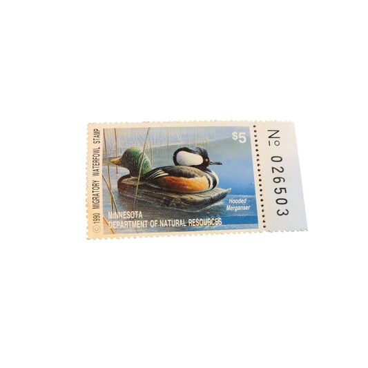 Vintage 1990 Migratory Waterfowl Stamp Minnesota Department of Natural Resources