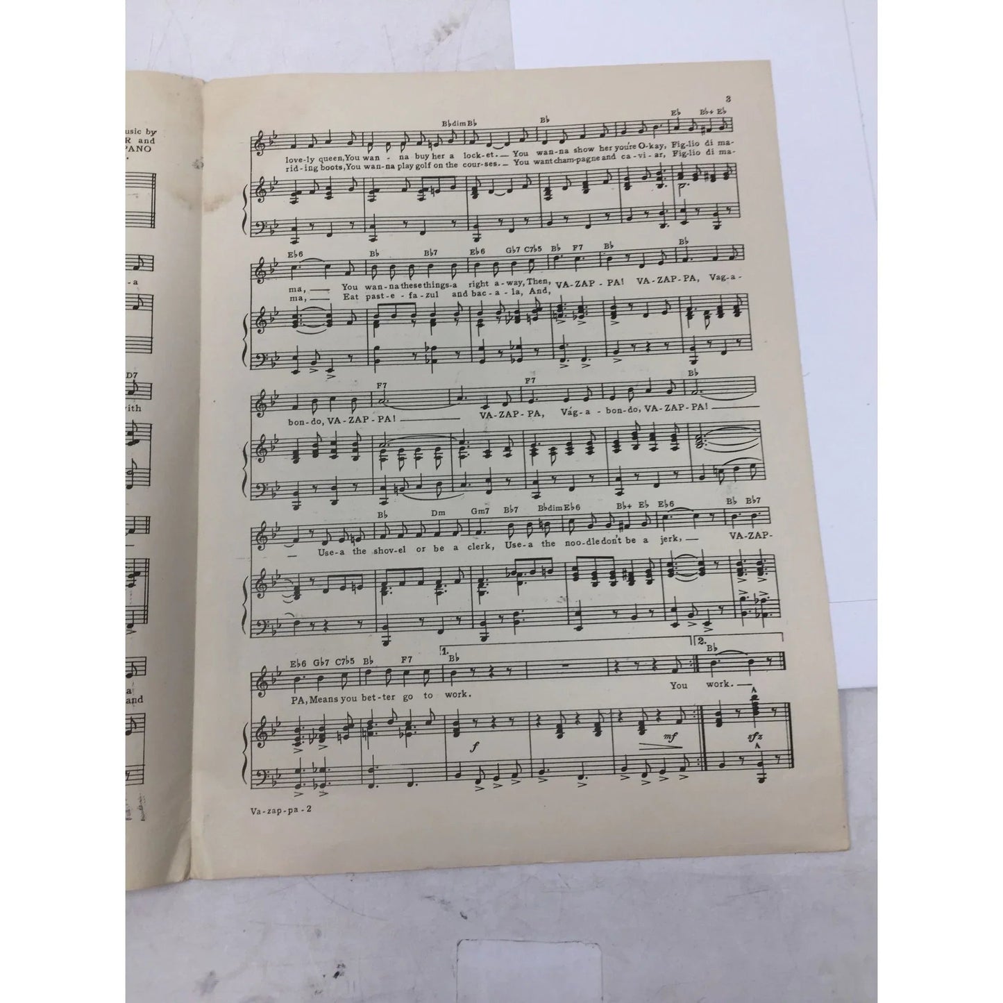 ''VA - ZAP - PA! Means go to work'' Vintage sheet music - A+ Stuff - SHEET MUSIC - A+ Stuff