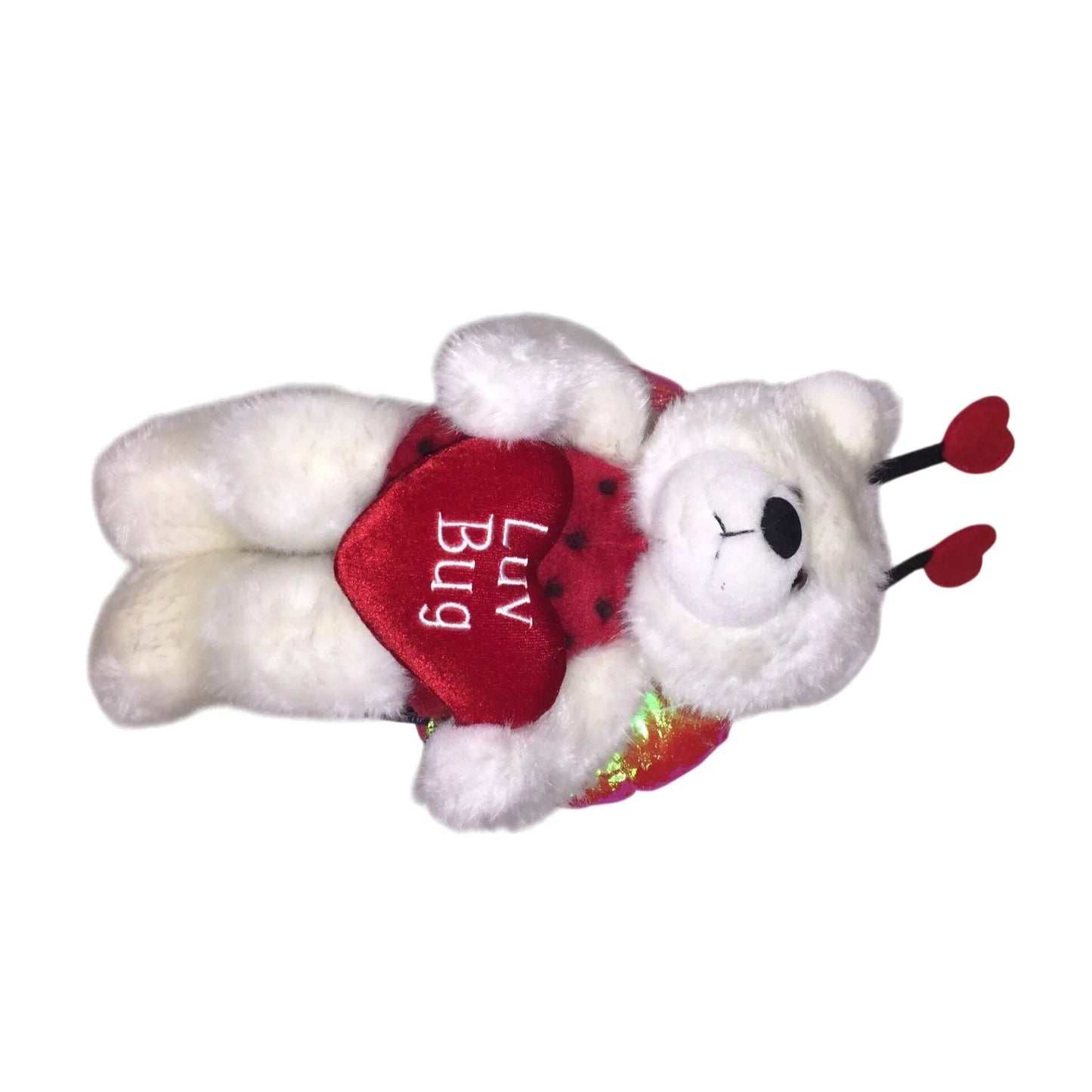 Valentine's Teddy Plush LOVE BUG w Hearts & Wings White Bear Luv Bug Gift - The Petting Zoo - A+ Stuff