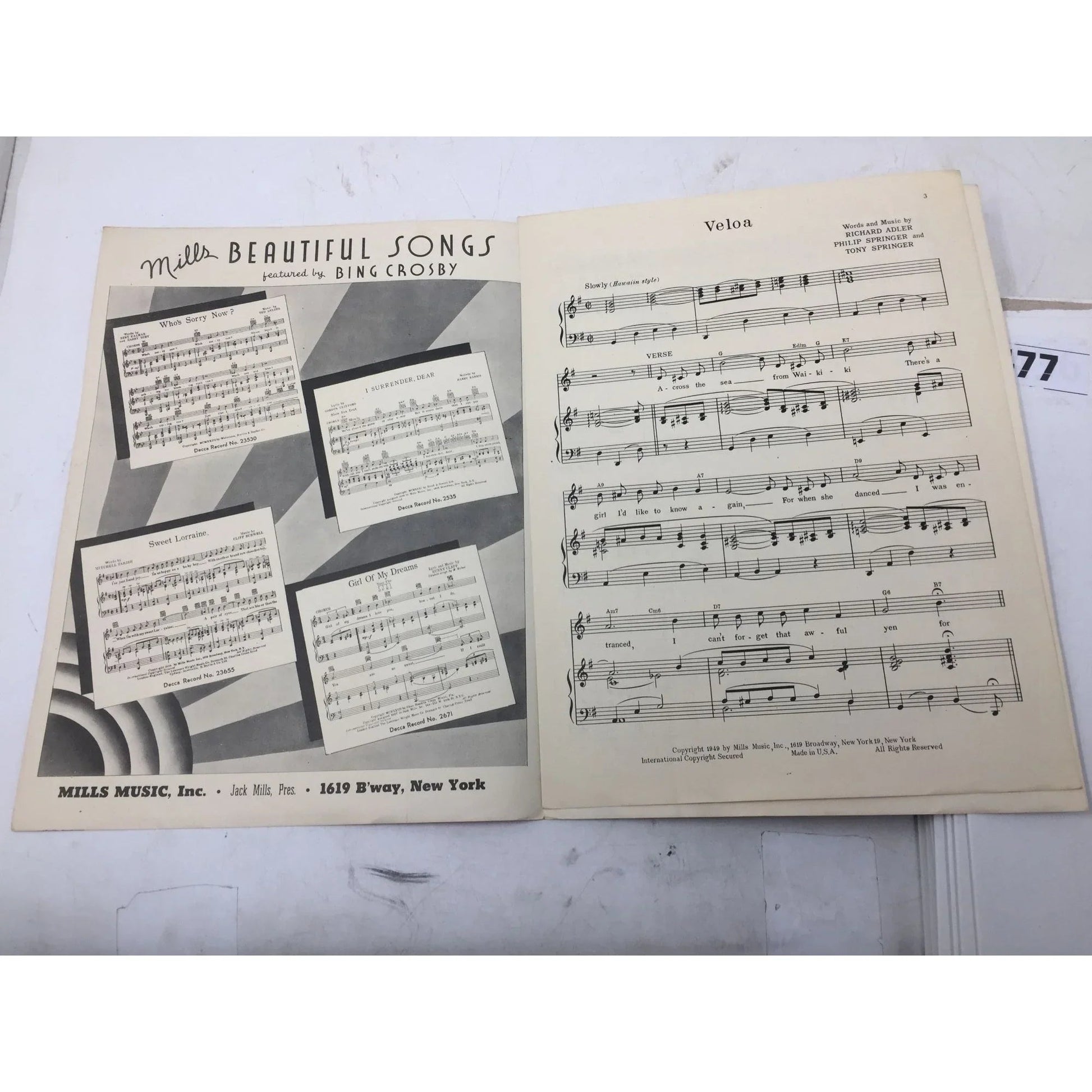 ''VELOA'' by Richard Adler, Philip Springer, and Tony Springer - A+ Stuff - Sheet Music - A+ Stuff