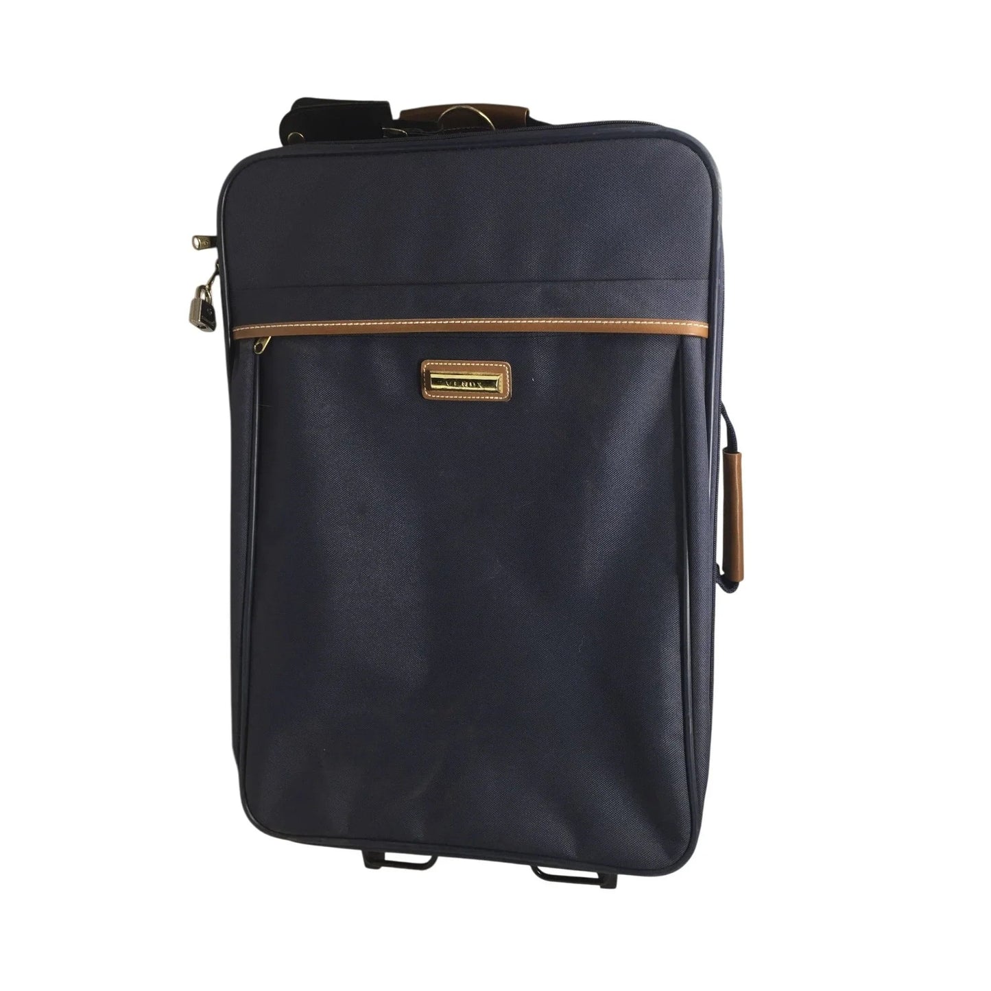 VERDI Zippered Navy Blue Suitcase on Wheels - verdi - Luggage & Bags - A+ Stuff