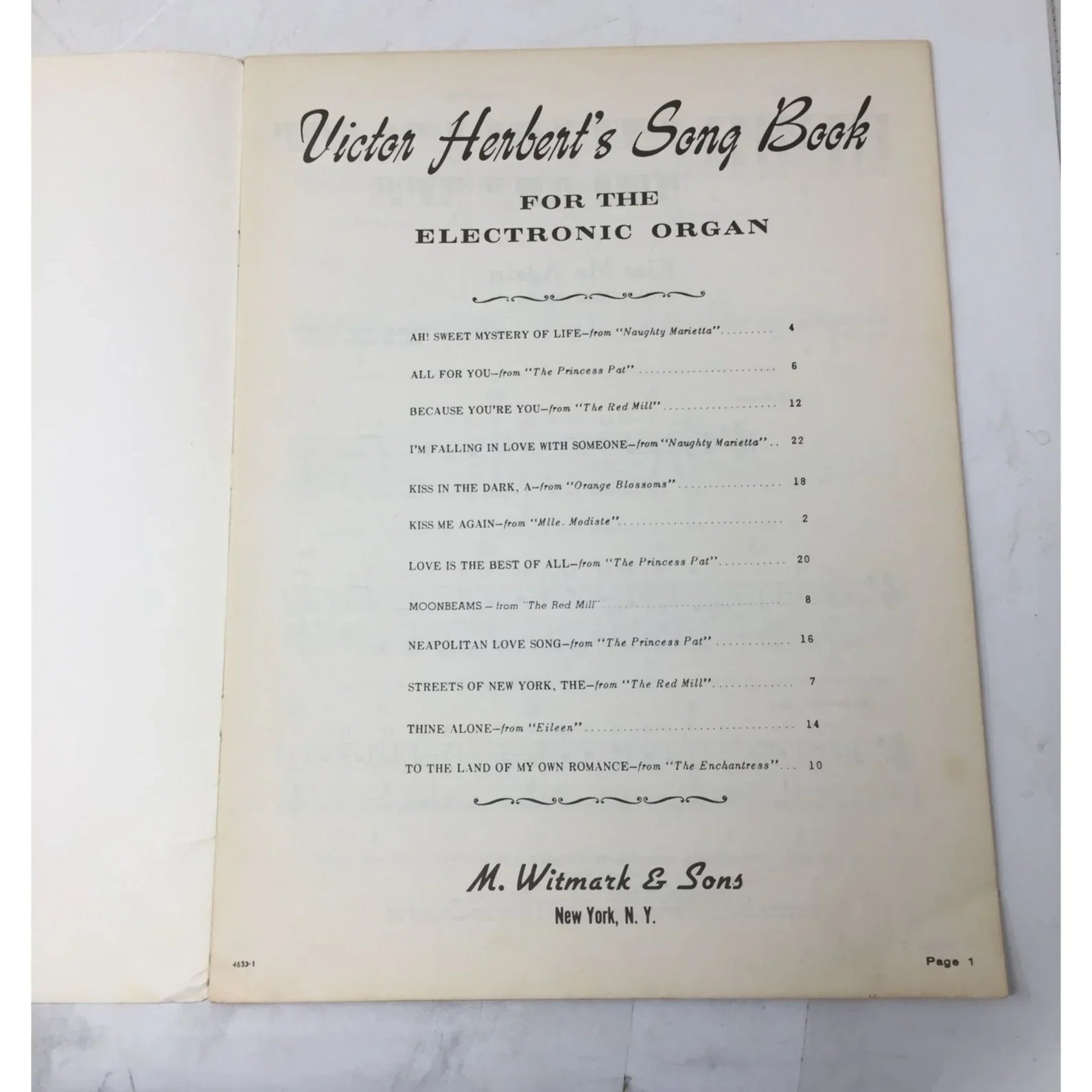 Victor Herbert for the Silvertone Electronic organ Song Book - A+ Stuff - SHEET MUSIC - A+ Stuff