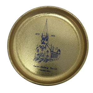 Vintage 1875-1975 Saint Hedwig Parish Toledo, Ohio Gold Tone Plate