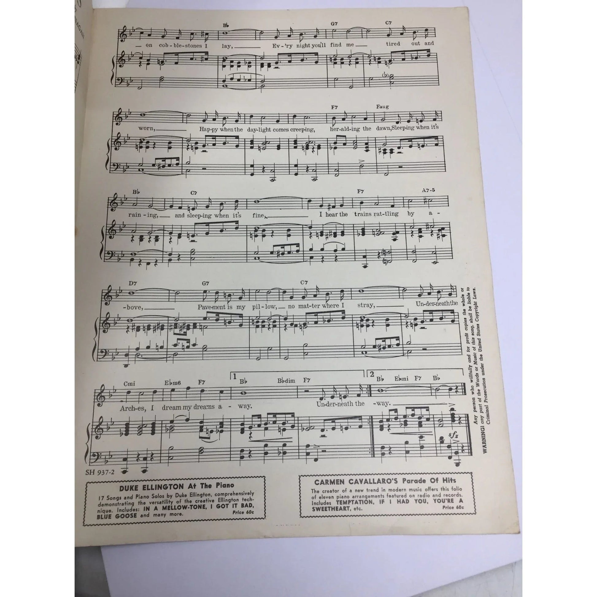 Vintage 1932 Sheet Music Book ''Underneath The Arches'' - A+ Stuff - SHEET MUSIC - A+ Stuff