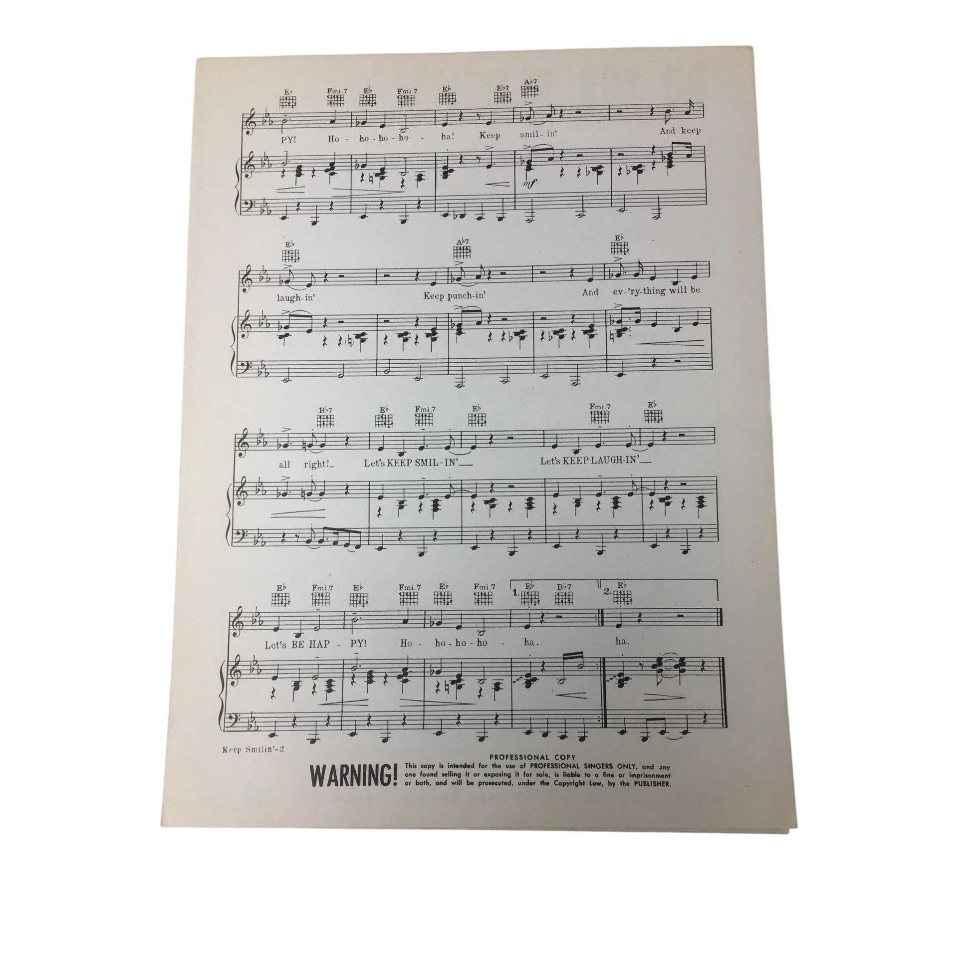 Vintage 1942 Sheet Music Book - ''Keep Smilin', Keep Laughin', Be Happy'' - A+ Stuff - SHEET MUSIC - A+ Stuff