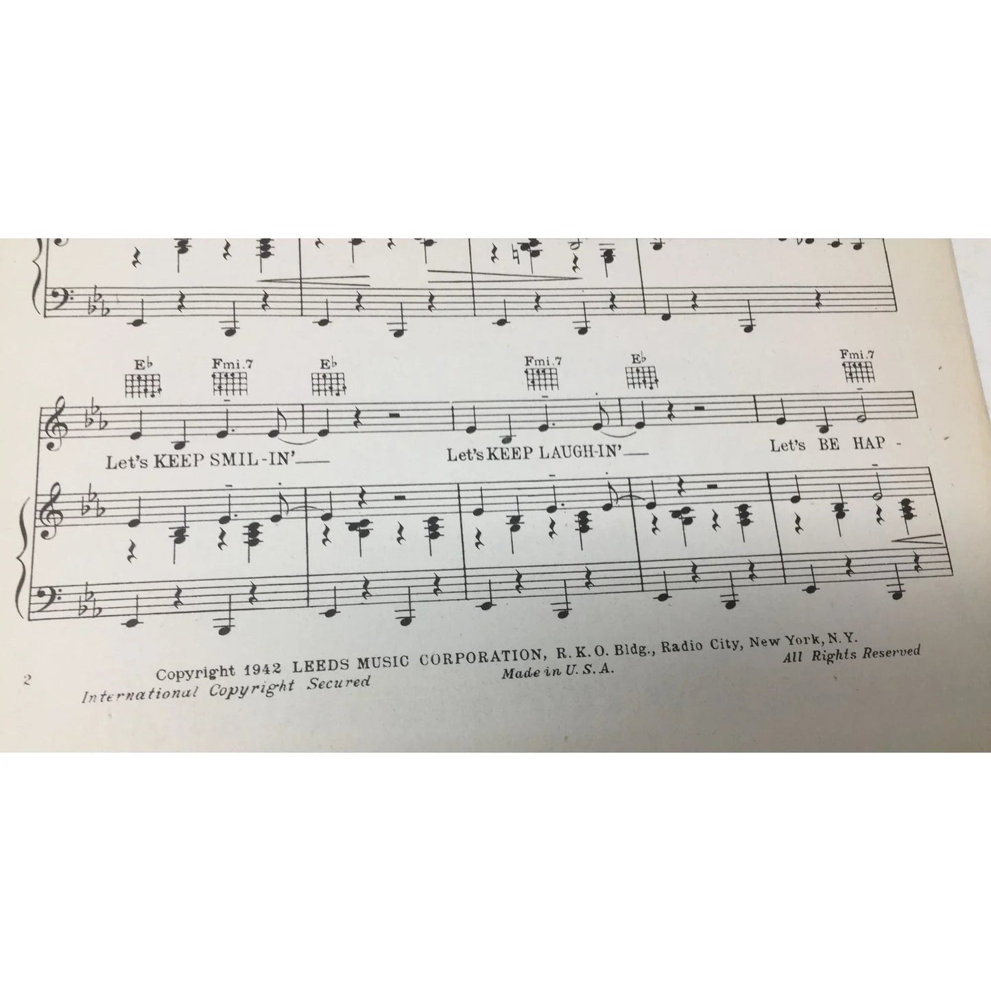 Vintage 1942 Sheet Music Book - ''Keep Smilin', Keep Laughin', Be Happy'' - A+ Stuff - SHEET MUSIC - A+ Stuff