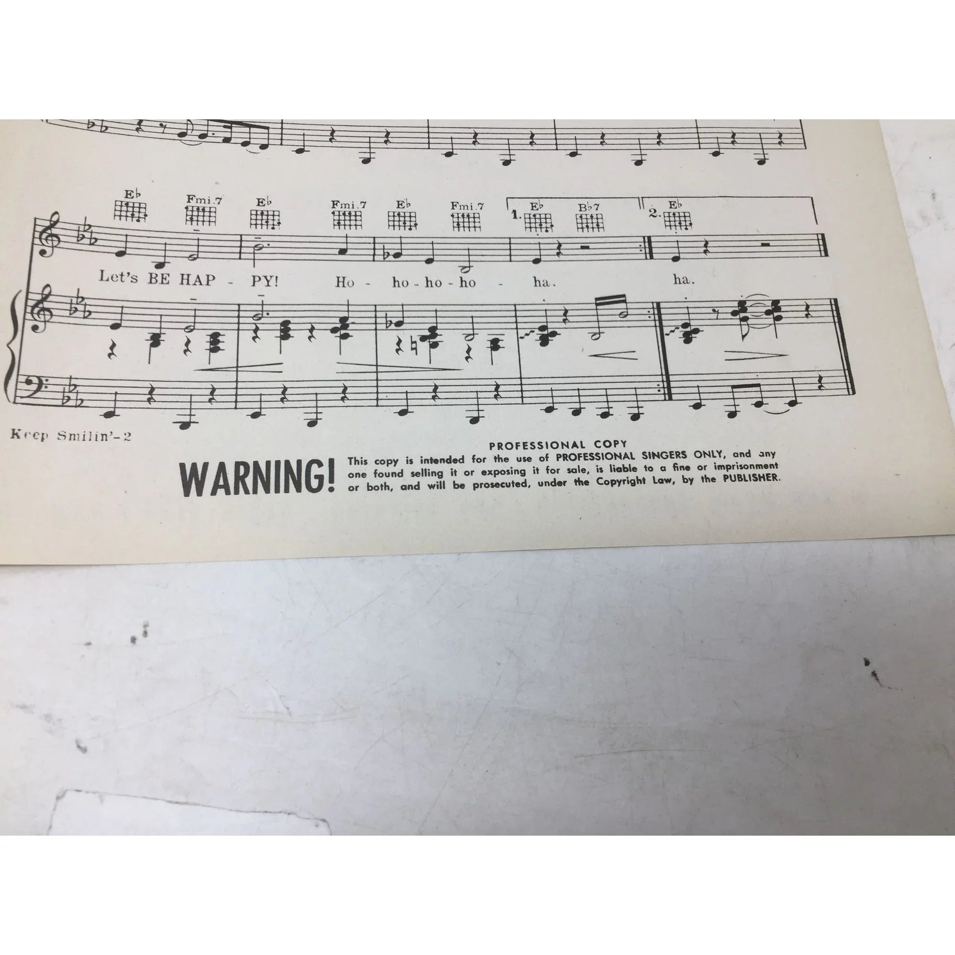 Vintage 1942 Sheet Music Book - ''Keep Smilin', Keep Laughin', Be Happy'' - A+ Stuff - SHEET MUSIC - A+ Stuff
