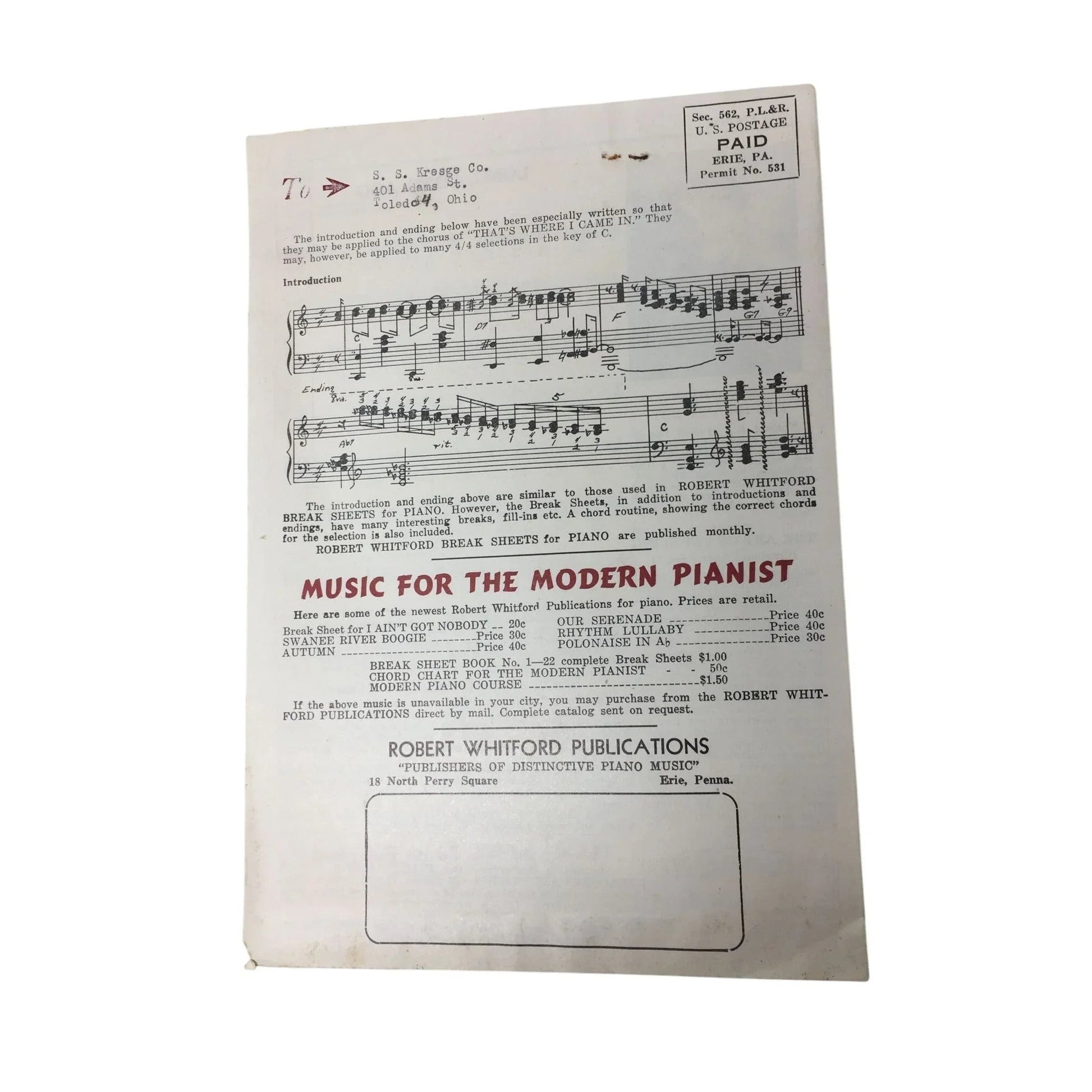 Vintage 1947 Booklet - ''The Pianist'' July - August - A+ Stuff - Books - A+ Stuff