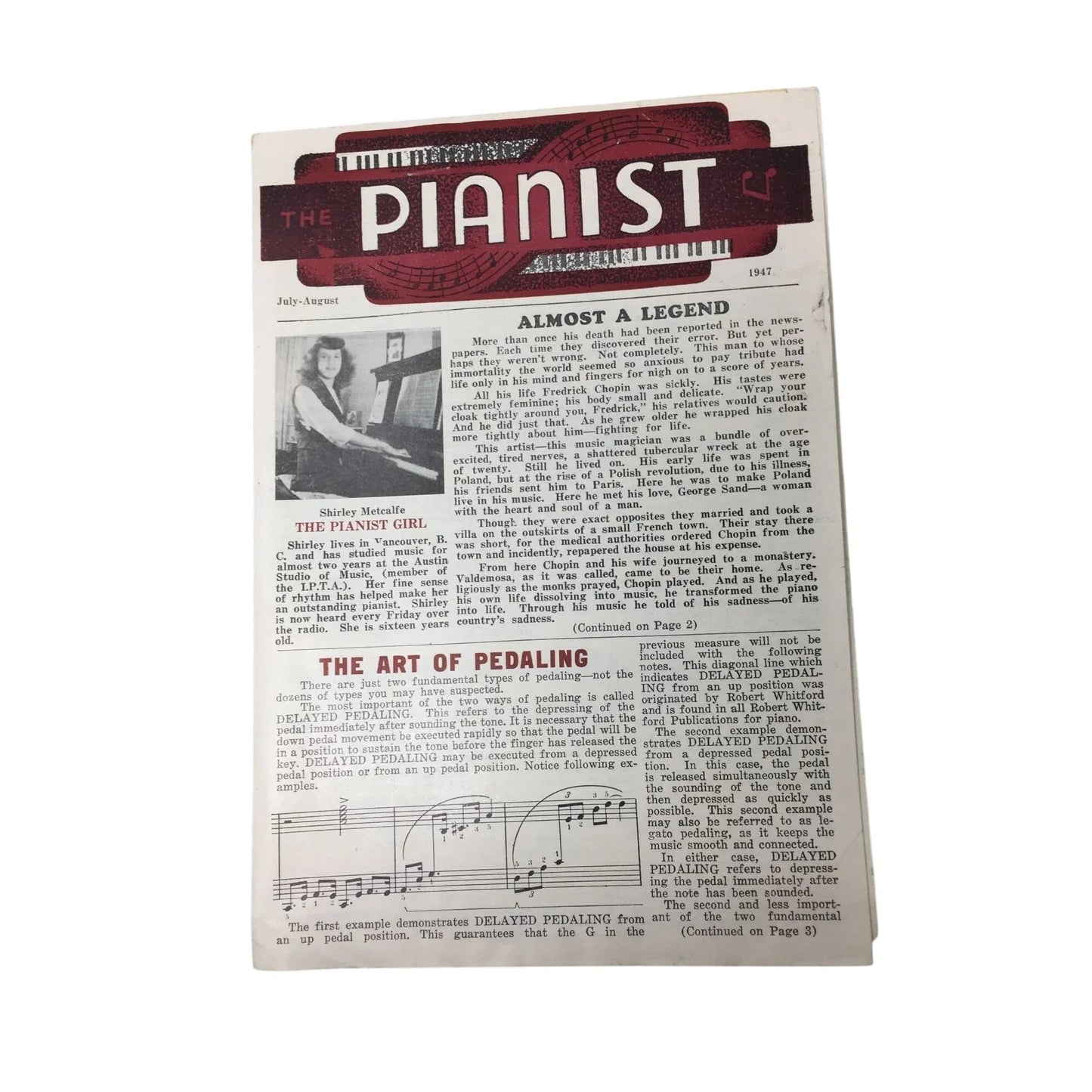 Vintage 1947 Booklet - ''The Pianist'' July - August - A+ Stuff - Books - A+ Stuff