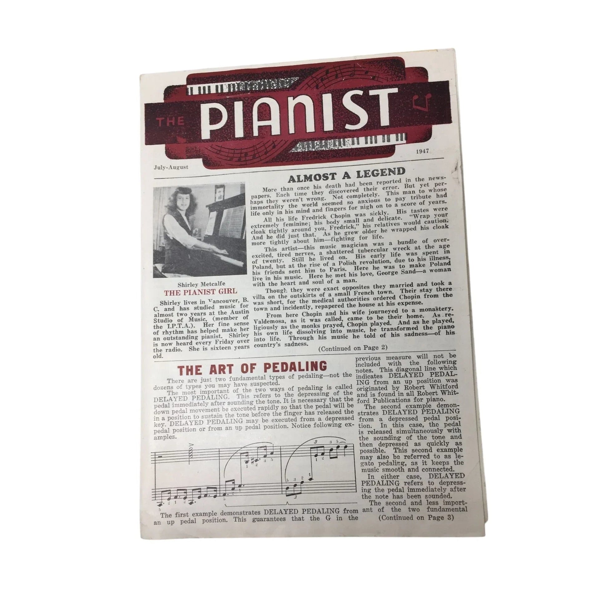 Vintage 1947 Booklet - ''The Pianist'' July - August - A+ Stuff - Books - A+ Stuff