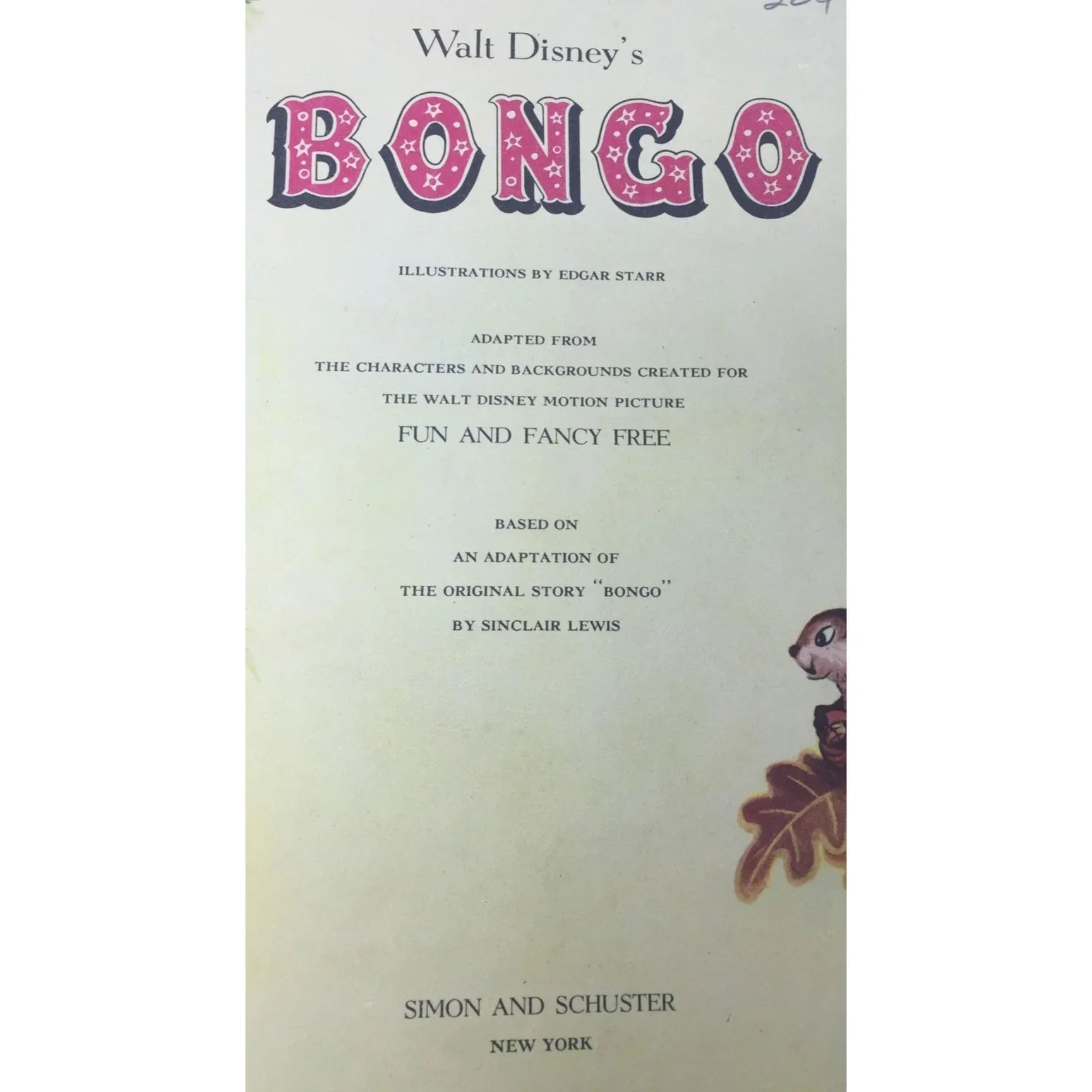 Vintage 1947 Walt Disney's BONGO Hardcover Book - A Walt Disney Book (First printing) - Disney - Books - A+ Stuff
