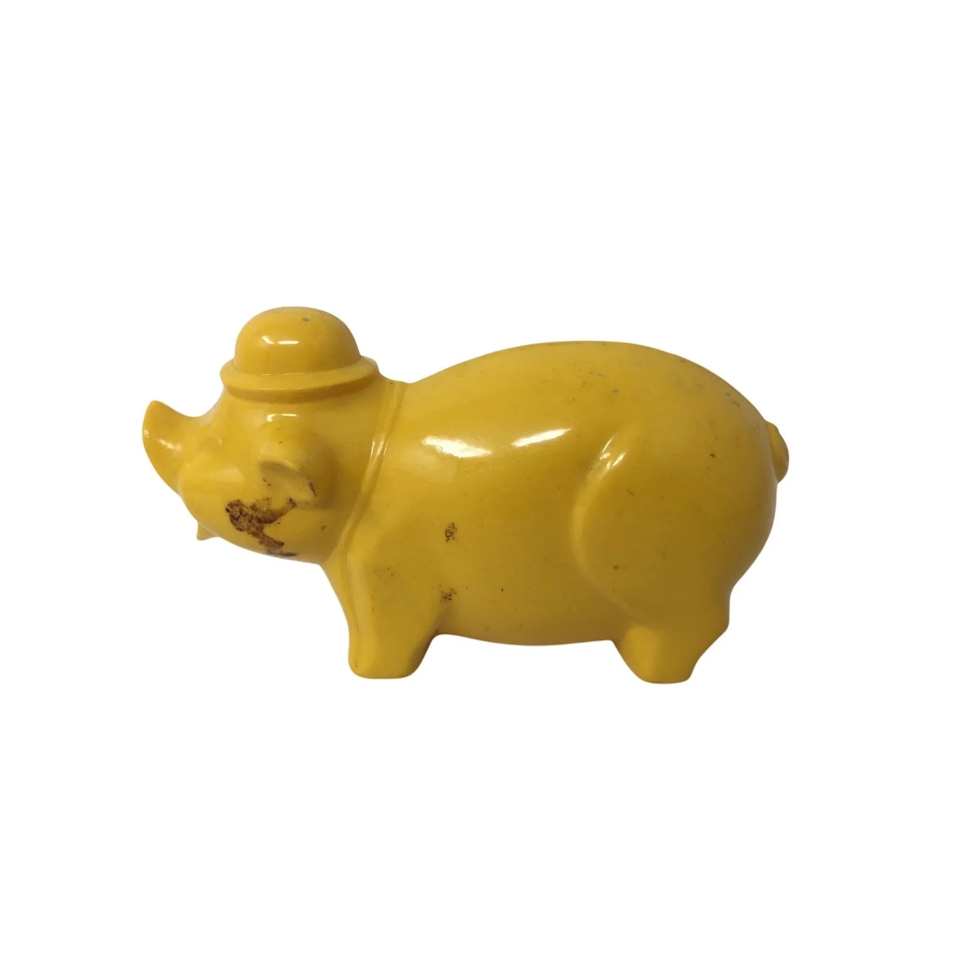 Vintage 1950's Promotional Yellow Celluloid Pig Piggy Bank - A+ Stuff - Collectibles - A+ Stuff