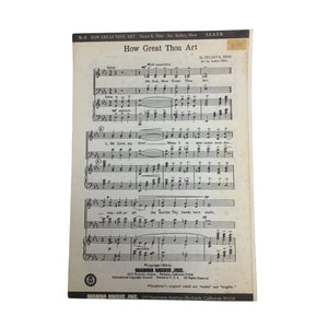 Vintage 1953 Sheet Music ''How Great Thou Art'' by Stuart K Hine