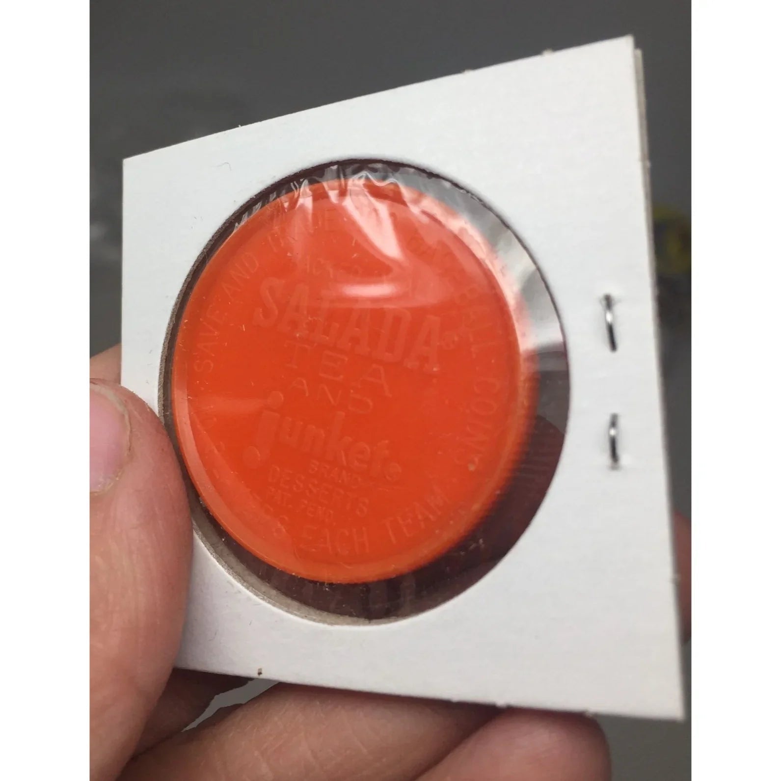 Vintage 1962 111 Braves Ed Mattews 3B Salada Tea and Junket Baseball Plastic Orange Coin - A+ Stuff - Sports Collectibles - A+ Stuff