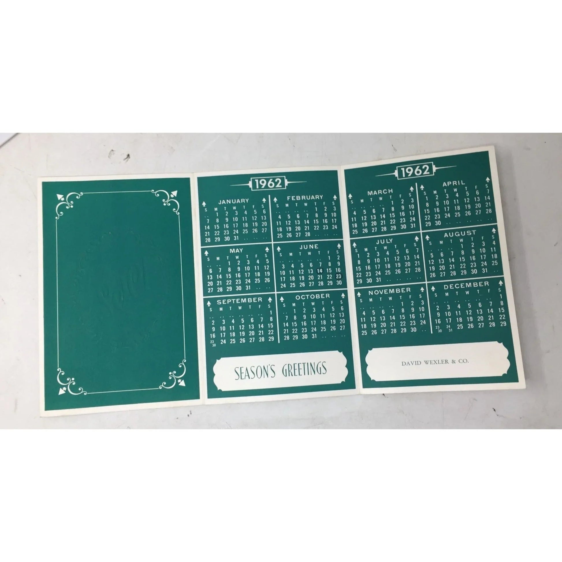 Vintage 1962 David Wexler & Co. Season's Greetings Card with Calendar inside - A+ Stuff - Collectibles - A+ Stuff