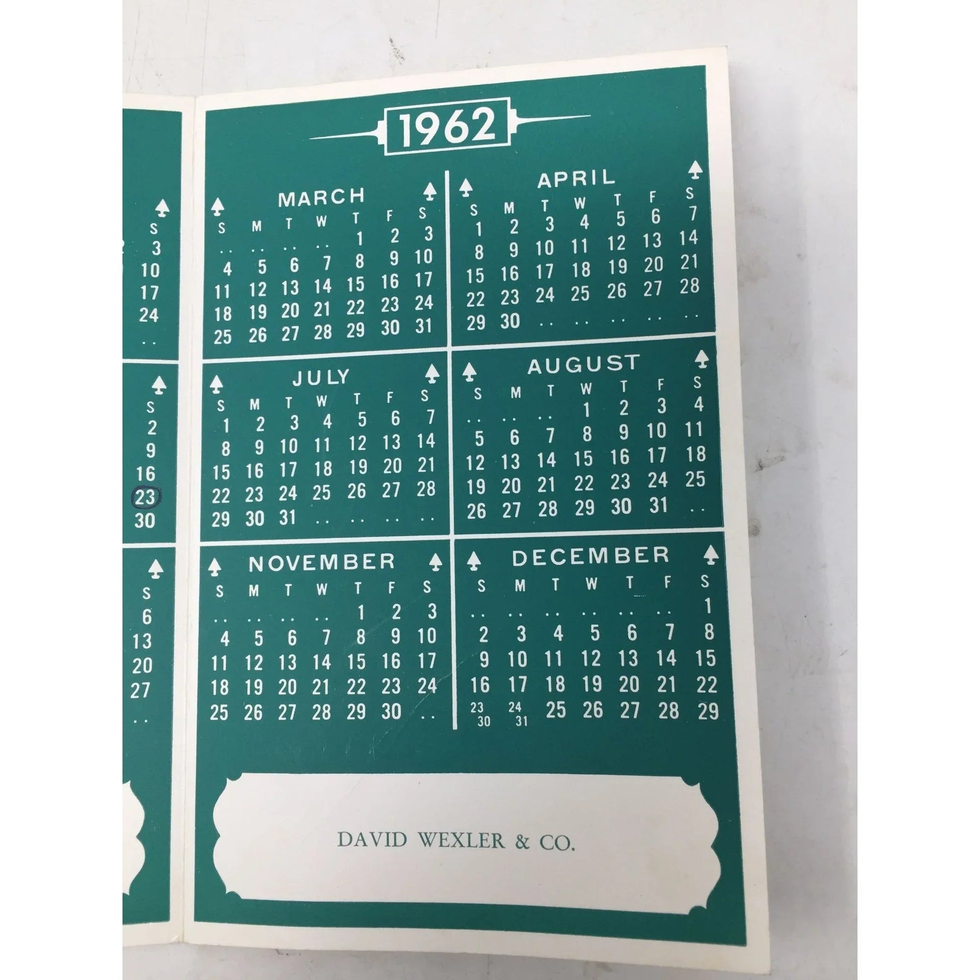 Vintage 1962 David Wexler & Co. Season's Greetings Card with Calendar inside - A+ Stuff - Collectibles - A+ Stuff
