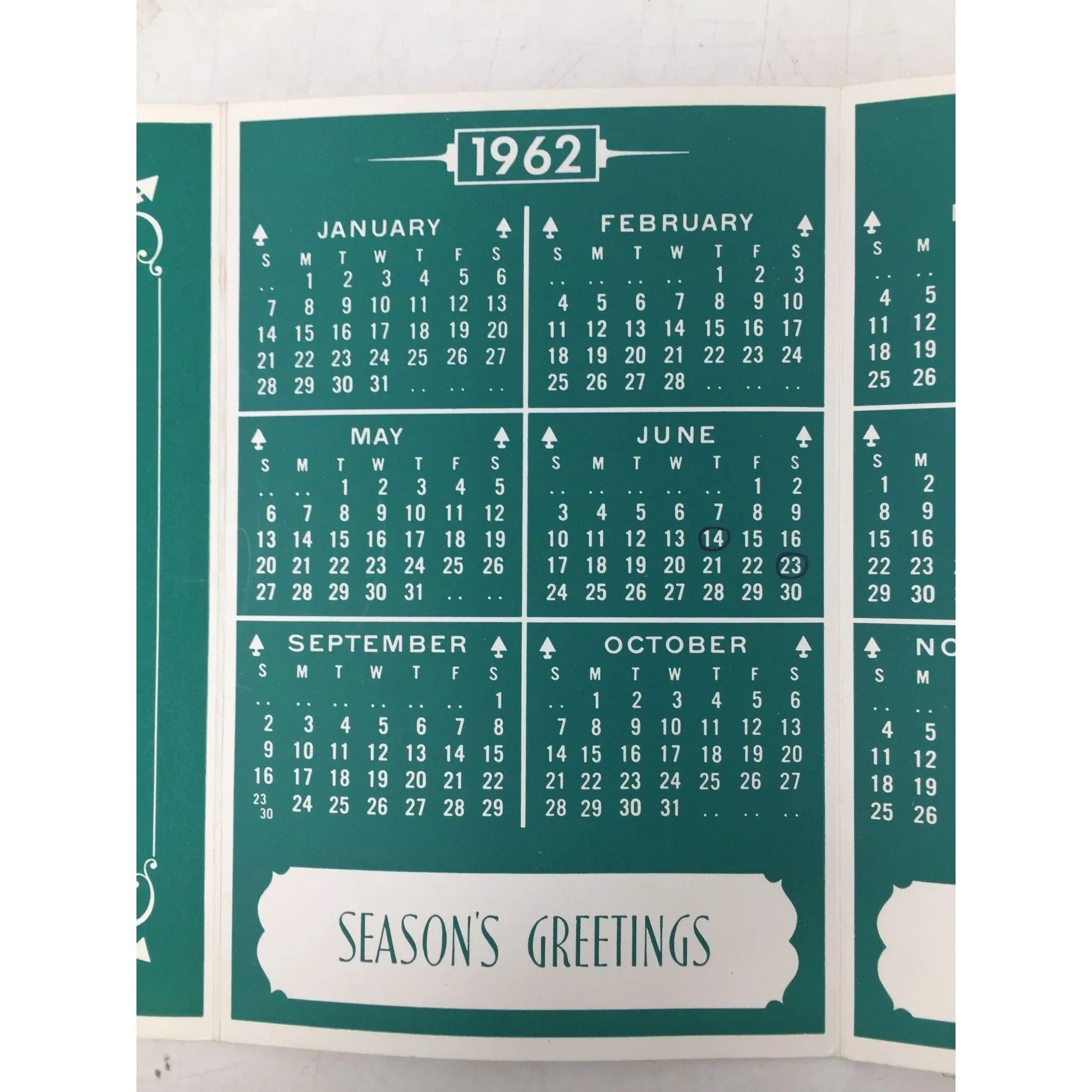 Vintage 1962 David Wexler & Co. Season's Greetings Card with Calendar inside - A+ Stuff - Collectibles - A+ Stuff