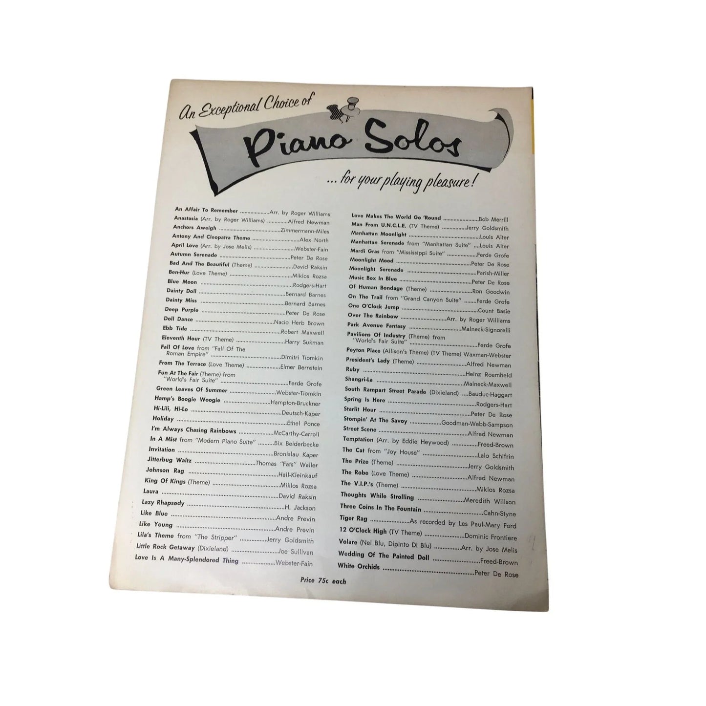 Vintage 1965 Piano Solo ''ELOISE'' By Riz Ortolani Sheet Music Book - A+ Stuff - SHEET MUSIC - A+ Stuff