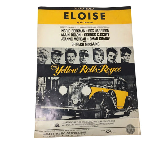 Vintage 1965 Piano Solo ''ELOISE'' By Riz Ortolani Sheet Music Book - A+ Stuff - SHEET MUSIC - A+ Stuff
