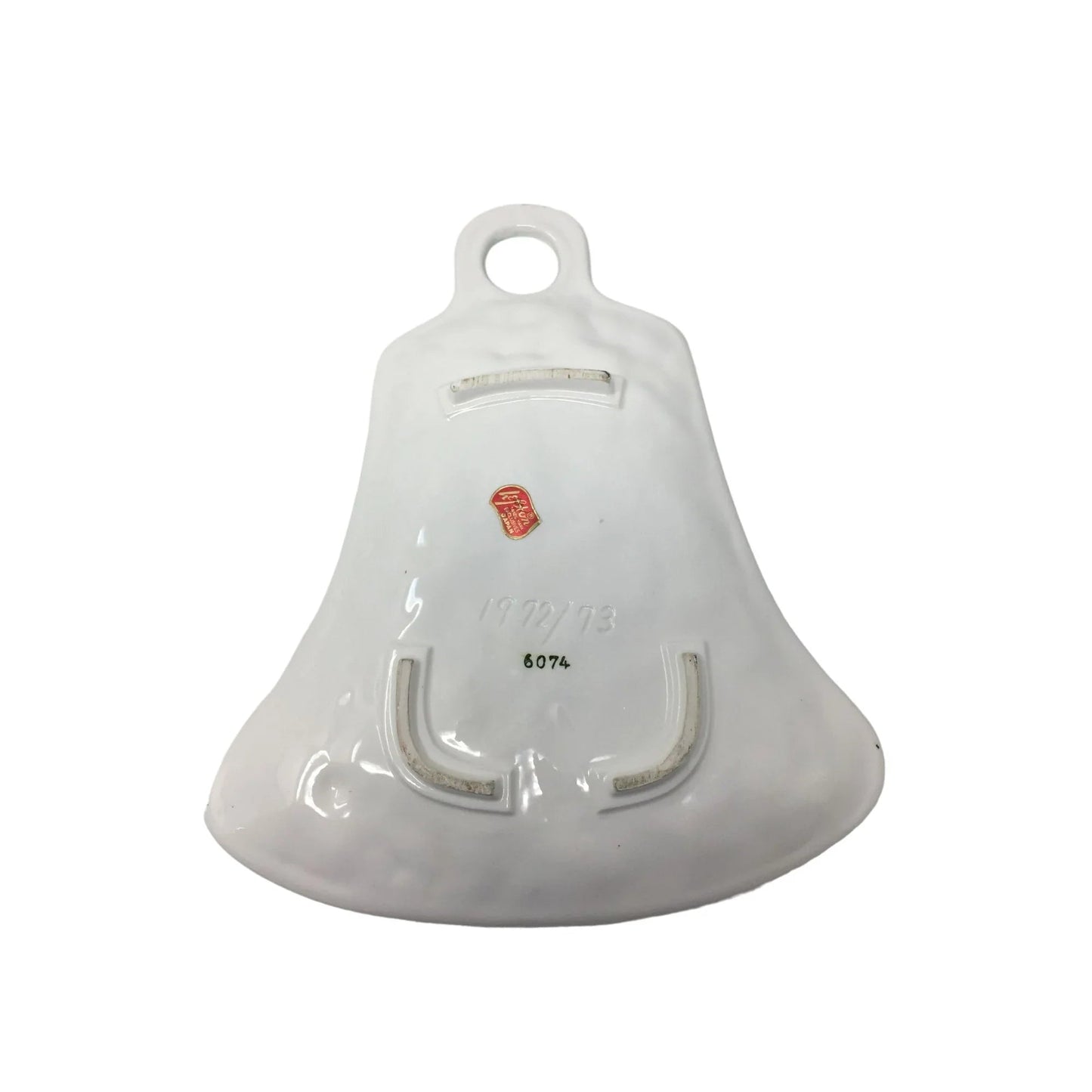 Vintage 1972/1973 Lefton Ceramic White Christmas Bell Dish with #6074 on bottom - A+ Stuff