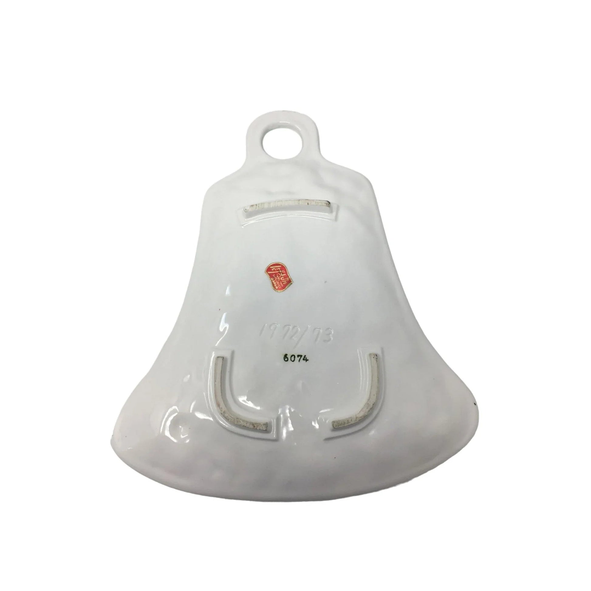 Vintage 1972/1973 Lefton Ceramic White Christmas Bell Dish with #6074 on bottom - A+ Stuff