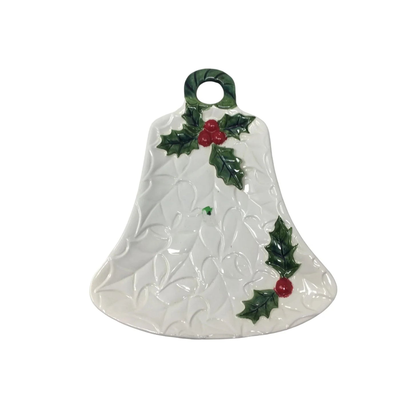 Vintage 1972/1973 Lefton Ceramic White Christmas Bell Dish with #6074 on bottom - A+ Stuff