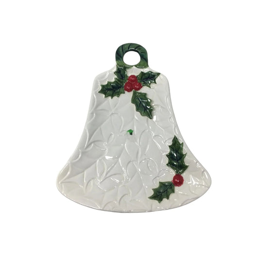 Vintage 1972/1973 Lefton Ceramic White Christmas Bell Dish with #6074 on bottom - A+ Stuff