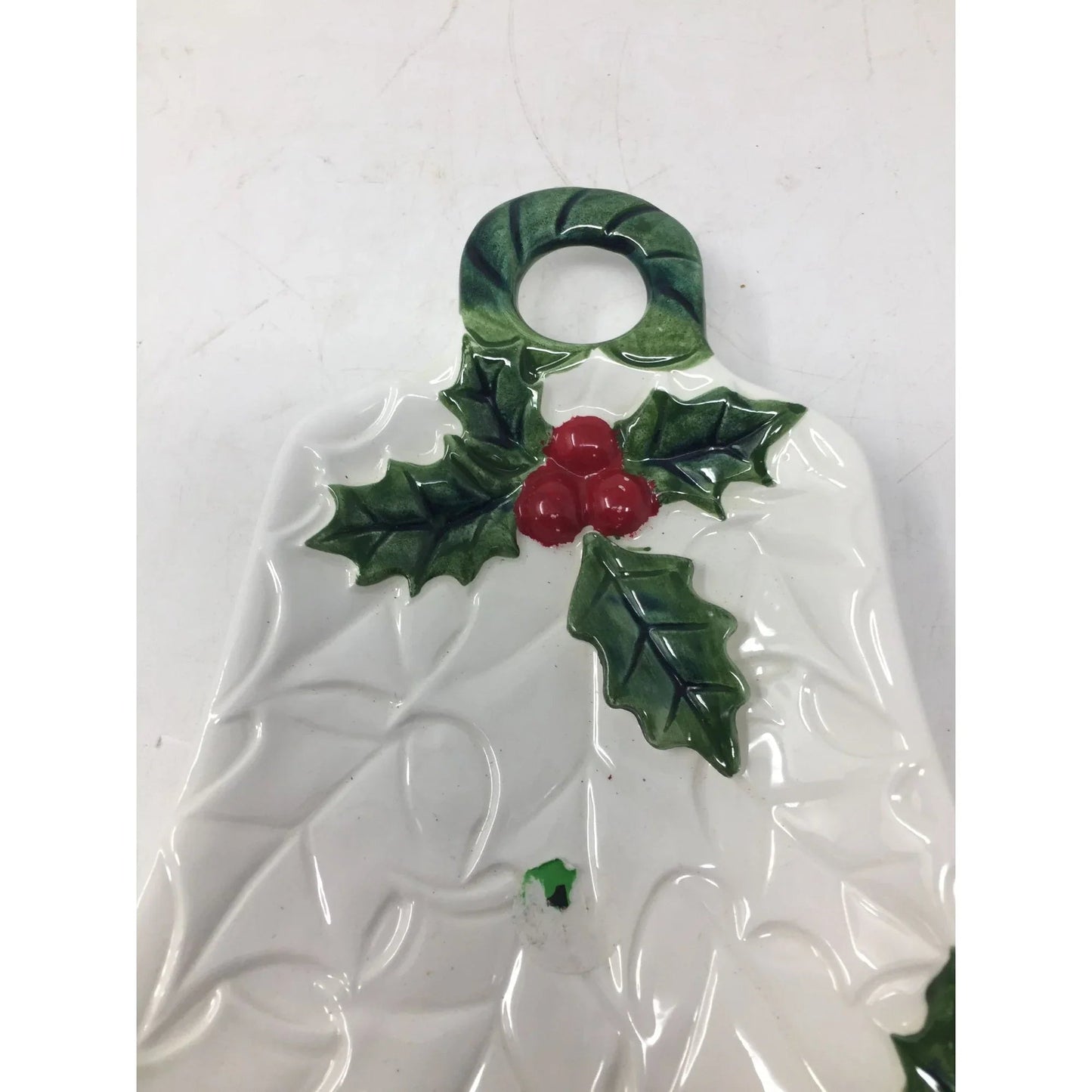 Vintage 1972/1973 Lefton Ceramic White Christmas Bell Dish with #6074 on bottom - A+ Stuff