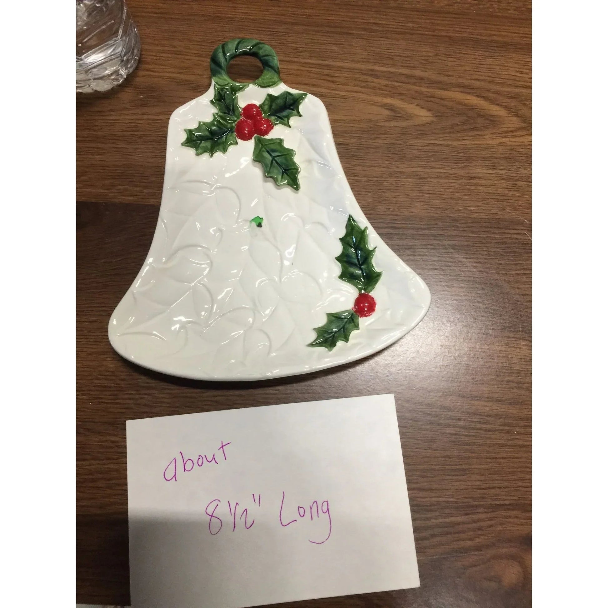 Vintage 1972/1973 Lefton Ceramic White Christmas Bell Dish with #6074 on bottom - A+ Stuff