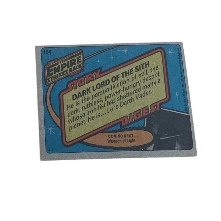 Vintage 1980 Star Wars Trading Card - ''Dark Lord of the Sith'' The Empire Strikes Back - A+ Stuff - Collectible Trading Cards - A+ Stuff
