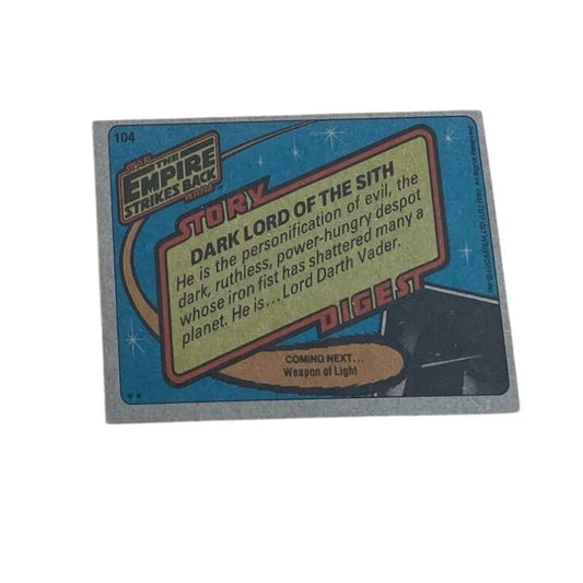 Vintage 1980 Star Wars Trading Card - ''Dark Lord of the Sith'' The Empire Strikes Back - A+ Stuff - Collectible Trading Cards - A+ Stuff
