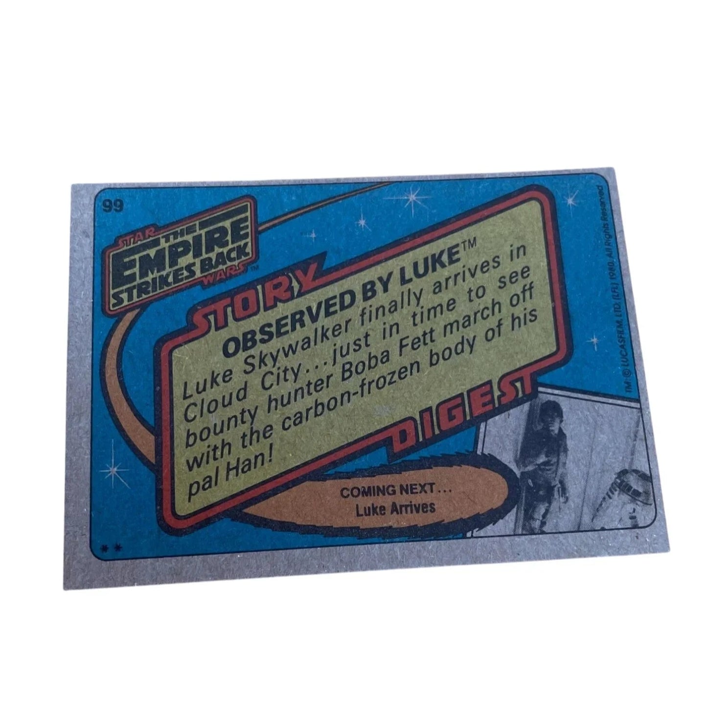Vintage 1980 Star Wars Trading Card - ''Observed by Luke'' The Empire Strikes - A+ Stuff - Collectible Trading Cards - A+ Stuff