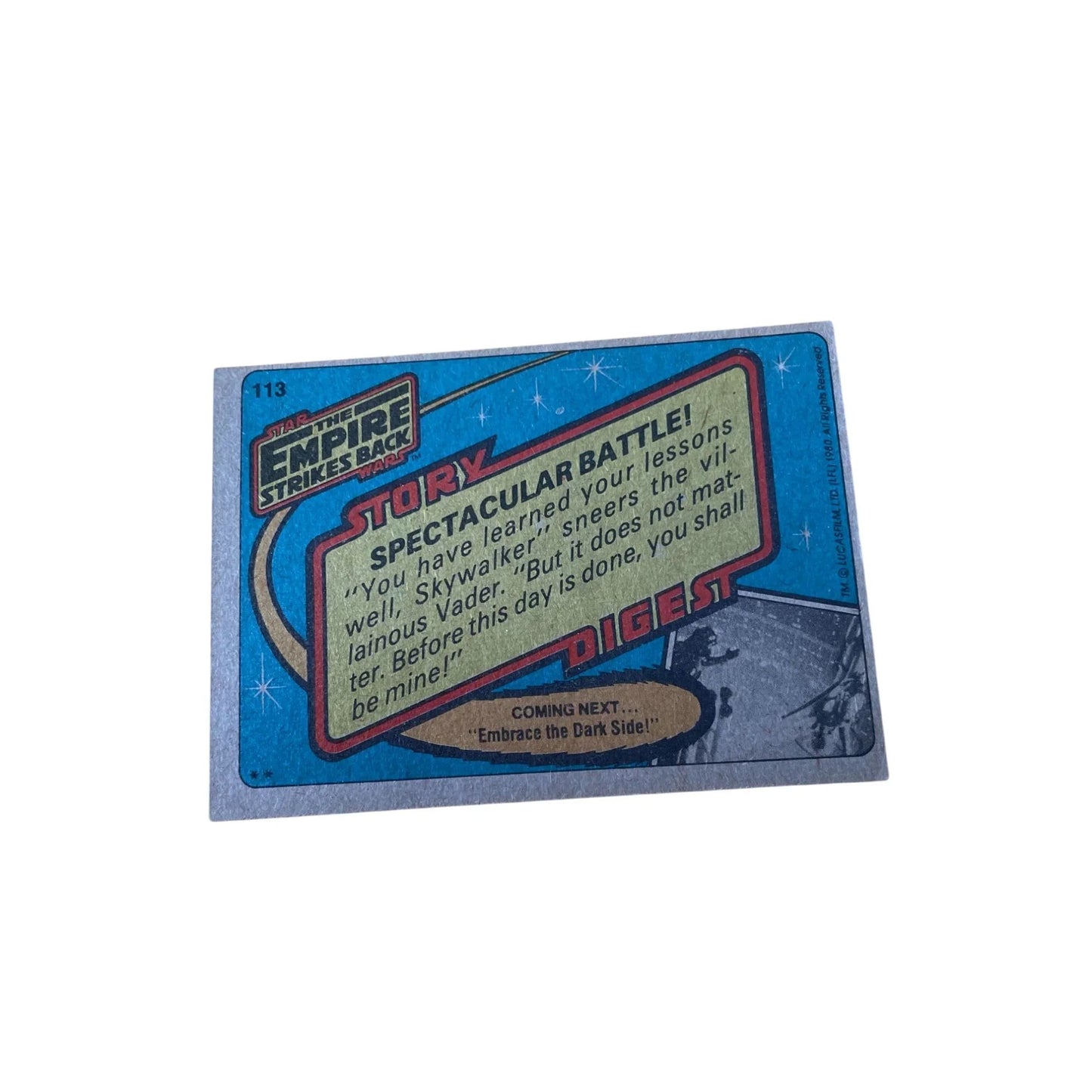 Vintage 1980 Star Wars Trading Card - ''Spectacular battle'' The Empire Strikes Back - A+ Stuff - Collectible Trading Cards - A+ Stuff