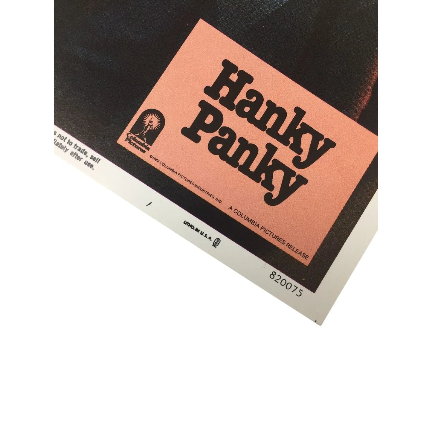 Vintage 1982 Hanky Panky Press Photo Collectible Movie Poster - A+ Stuff