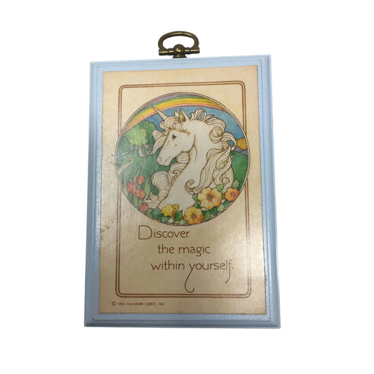 Vintage 1983 Hallmark Unicorn Plaque ''Discover the magic within yourself'' - hallmark - art print - A+ Stuff