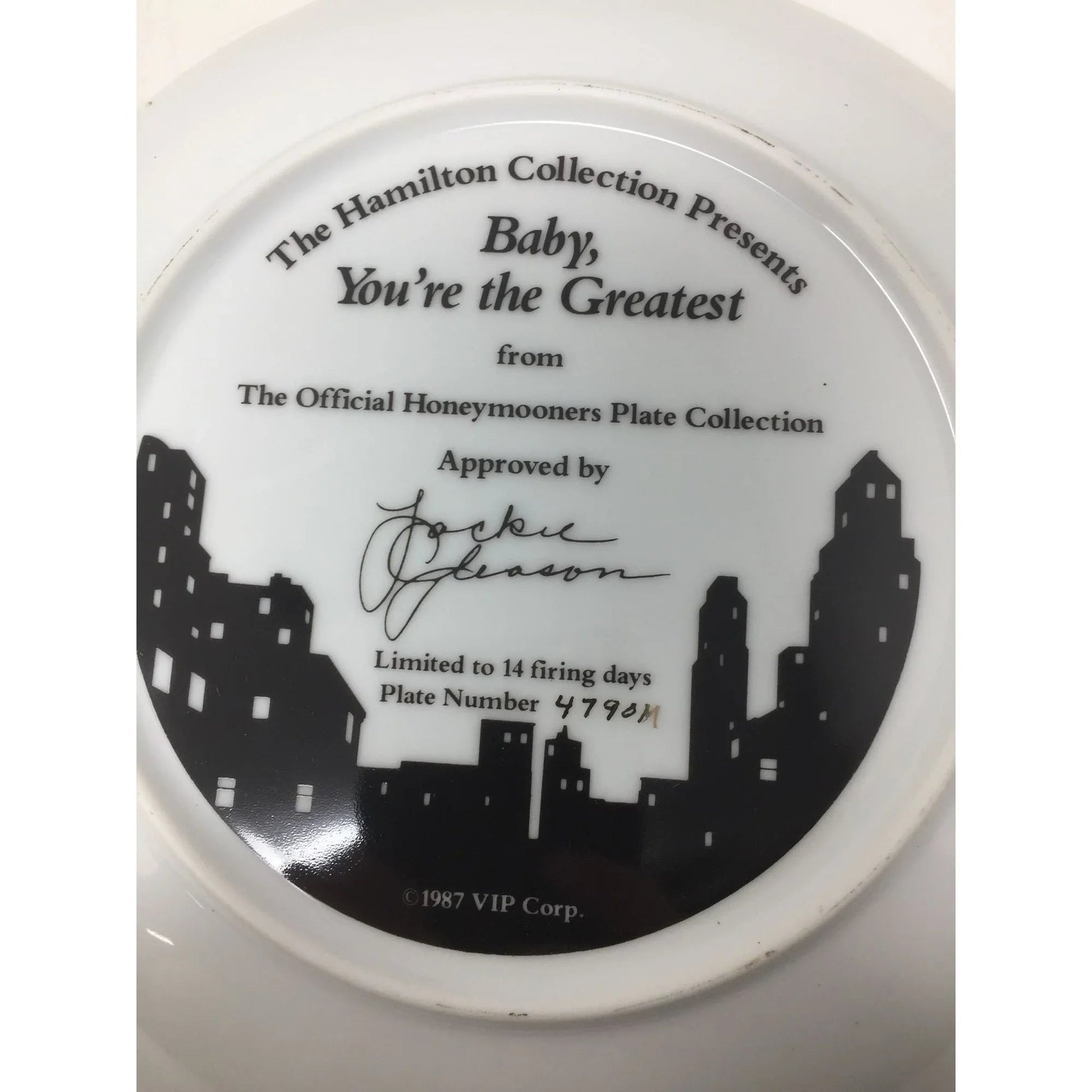Vintage 1987 Plate - Baby, You're the Greatest from The Official Honeymooners Plate Collection - A+ Stuff - Plates - A+ Stuff
