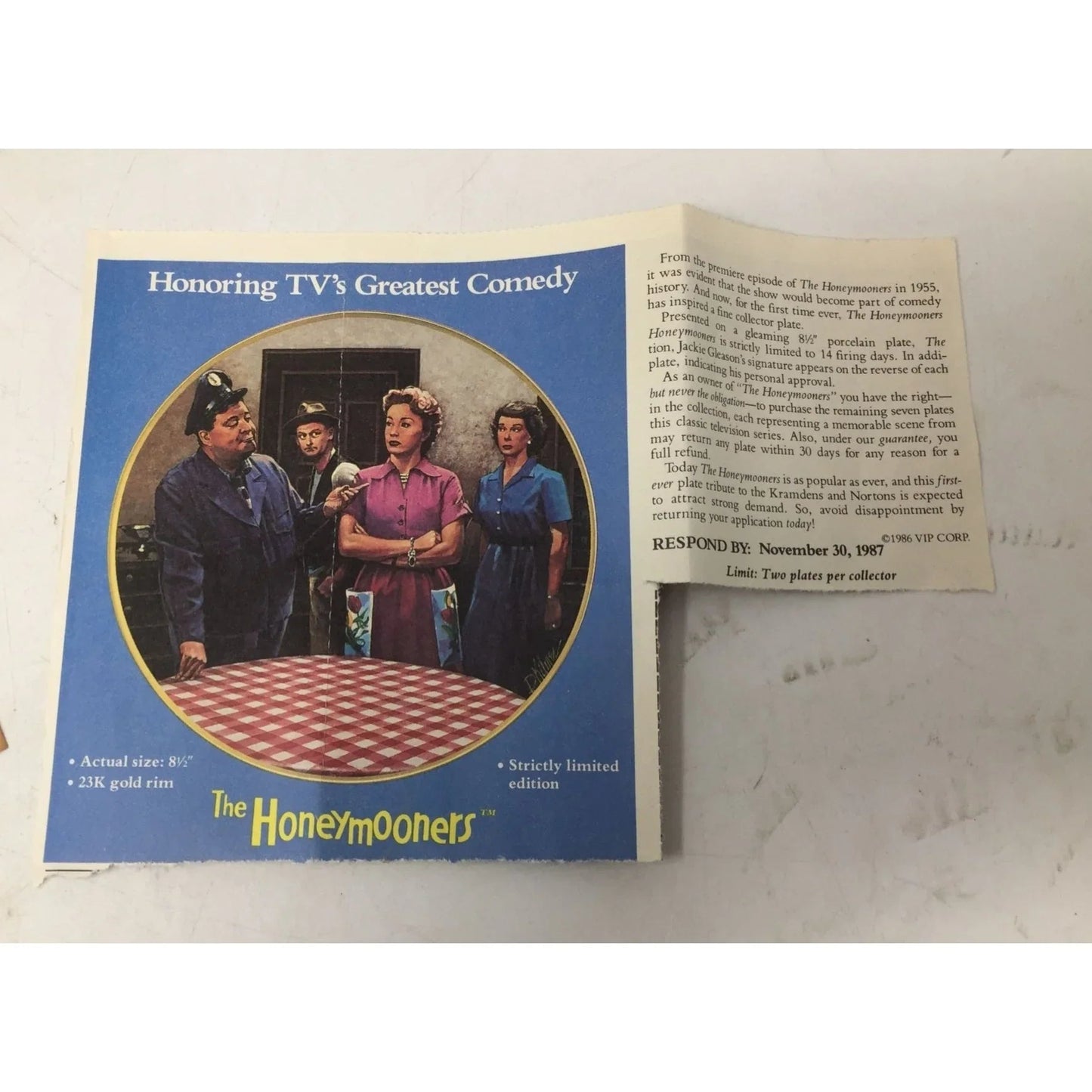 Vintage 1987 The Honeymooners from The Official Honeymooners Plate Collection - A+ Stuff - Plates - A+ Stuff