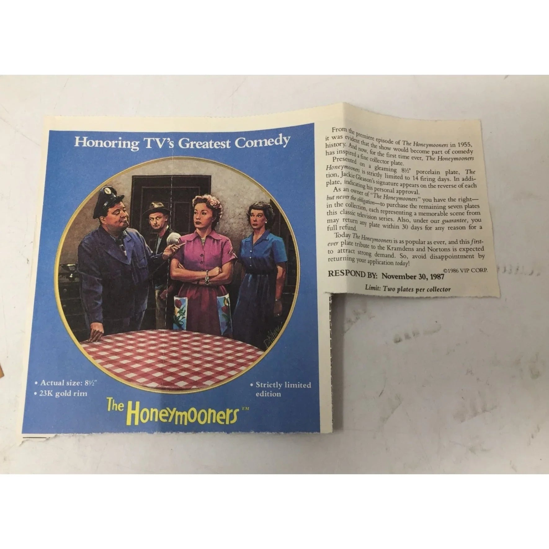 Vintage 1987 The Honeymooners from The Official Honeymooners Plate Collection - A+ Stuff - Plates - A+ Stuff