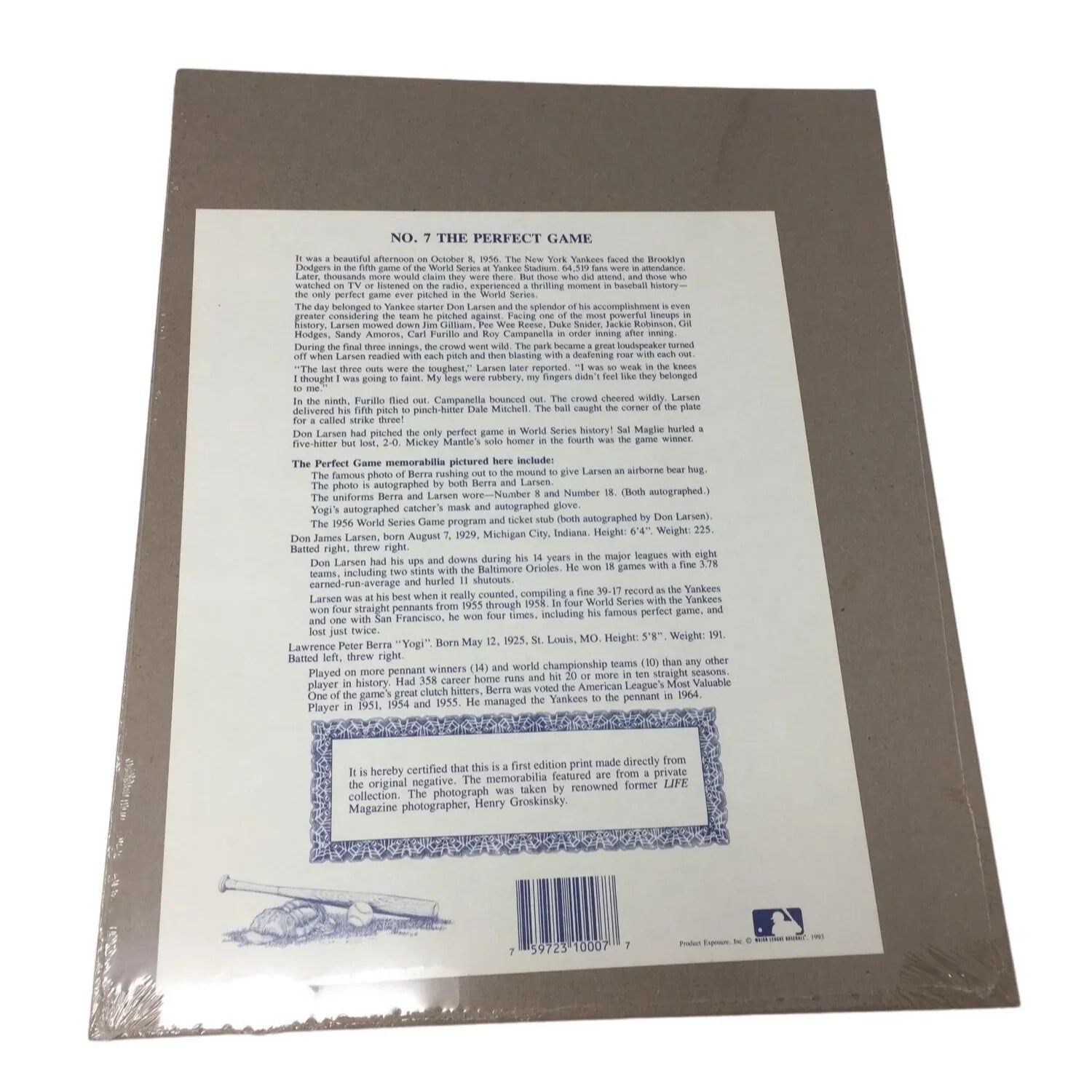 Vintage 1993 Product Exposure Inc. No. 7 The Perfect Game New York Yankees Poster - A+ Stuff