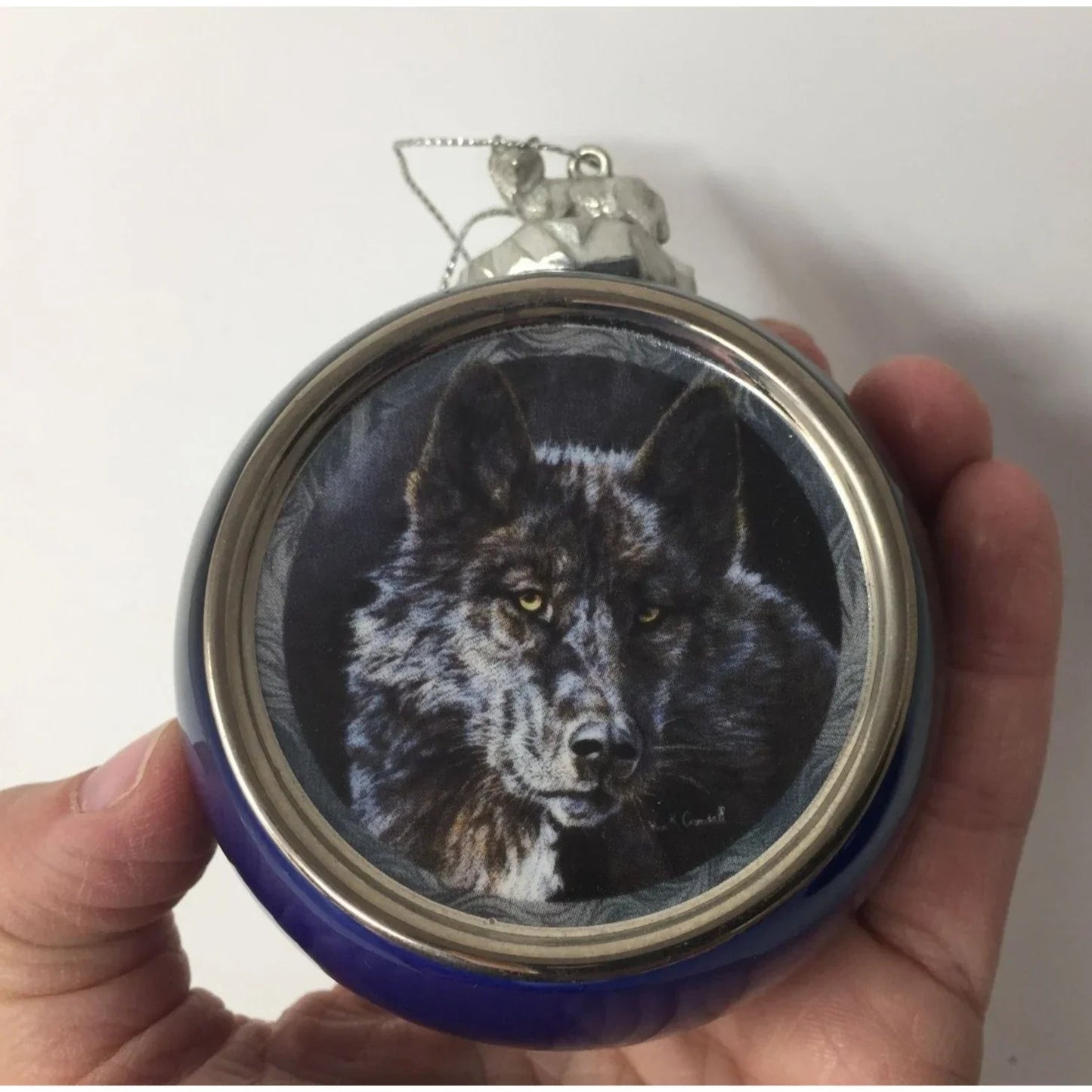 Vintage 1999 Bradford Editions Set of 6 Wolf Christmas Ornaments by Vivi Crandall - A+ Stuff