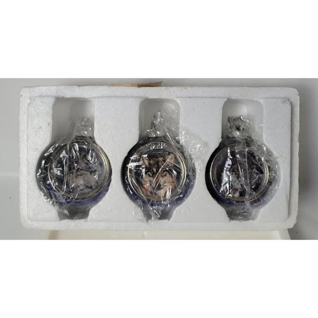 Vintage 1999 Bradford Editions Set of 6 Wolf Christmas Ornaments by Vivi Crandall - A+ Stuff