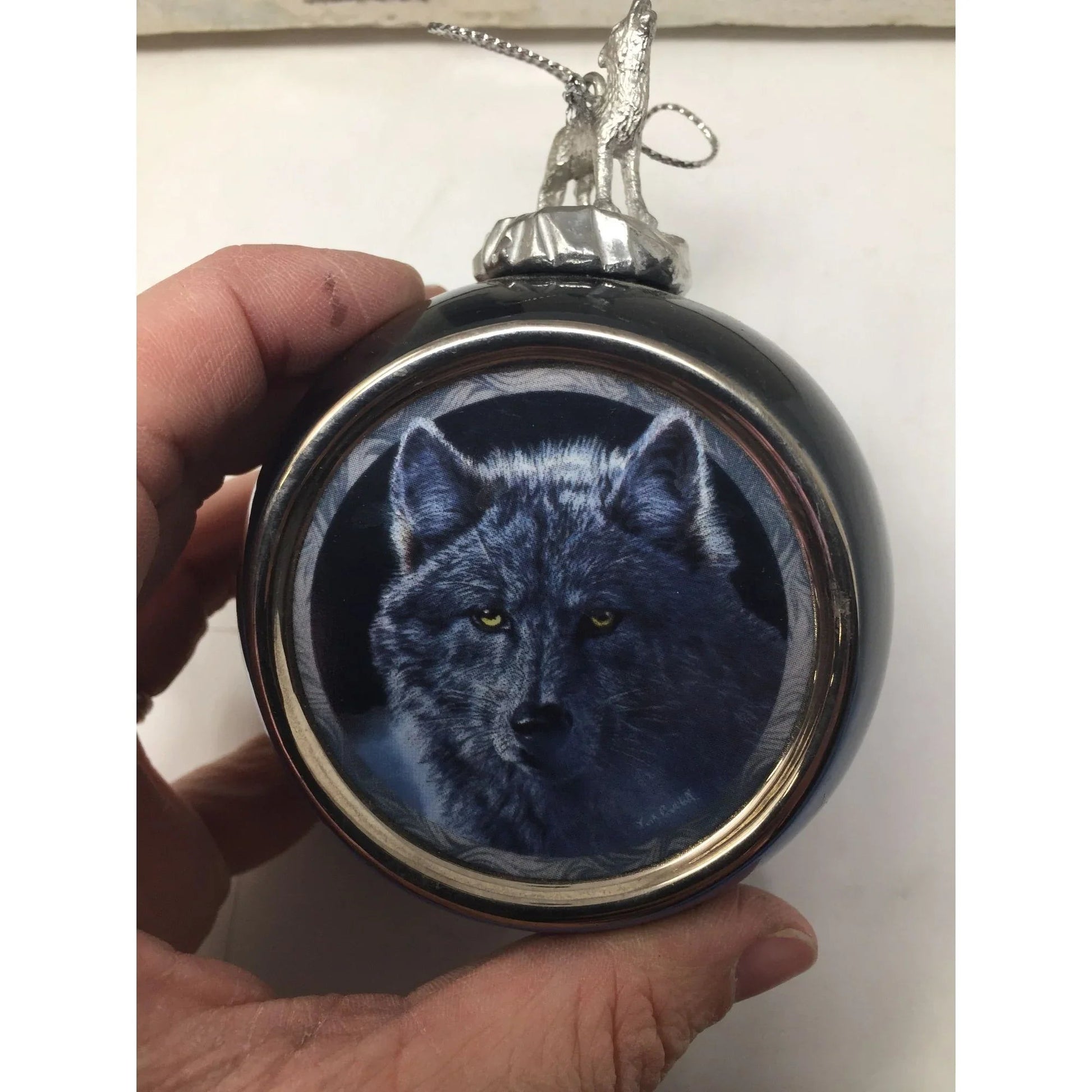 Vintage 1999 Bradford Editions Set of 6 Wolf Christmas Ornaments by Vivi Crandall - A+ Stuff