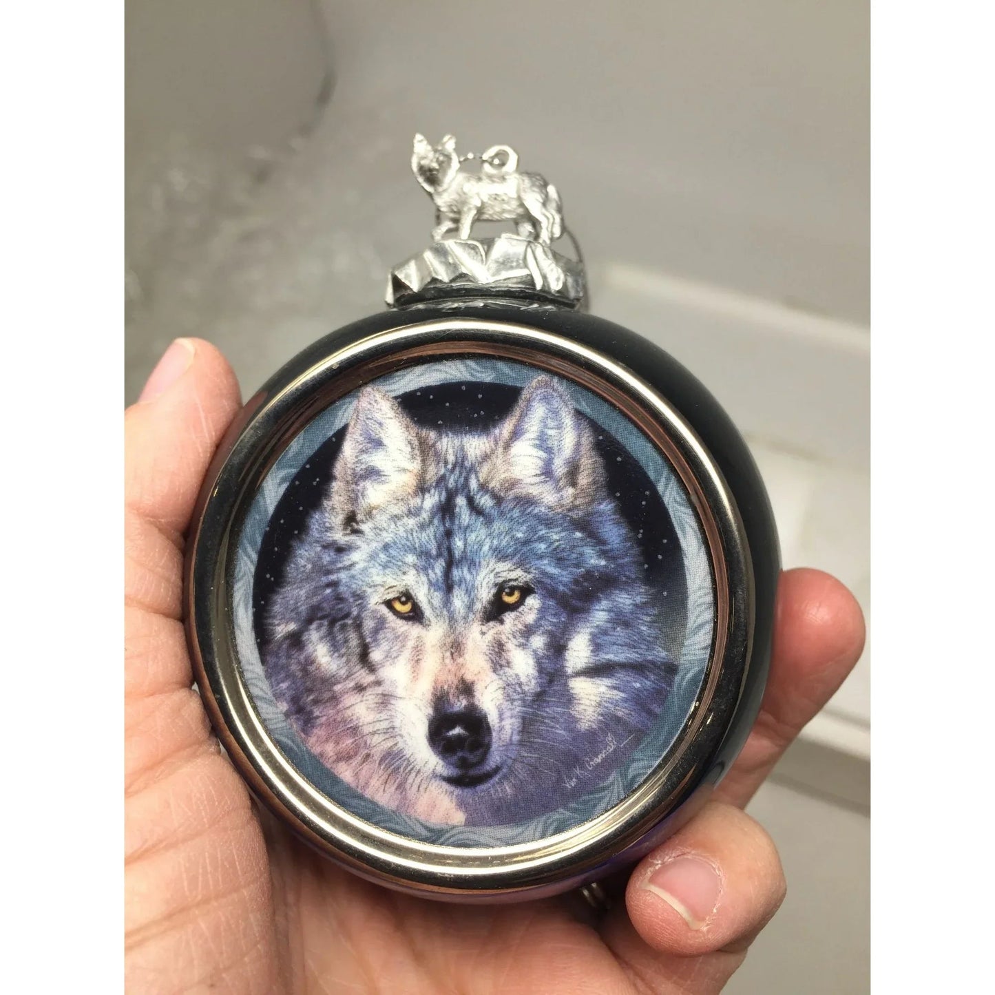 Vintage 1999 Bradford Editions Set of 6 Wolf Christmas Ornaments by Vivi Crandall - A+ Stuff