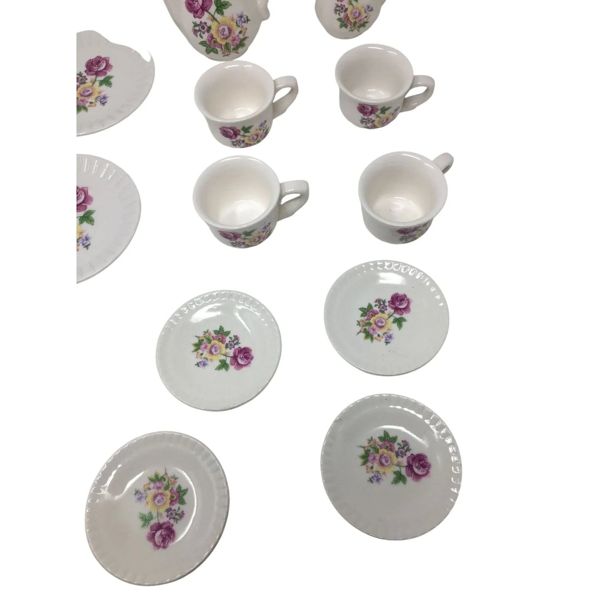 Vintage 21 Piece Miniature Tea Set with Tea Pot, Tea Cups, Saucers and Spoons - A+ Stuff - teapot - A+ Stuff