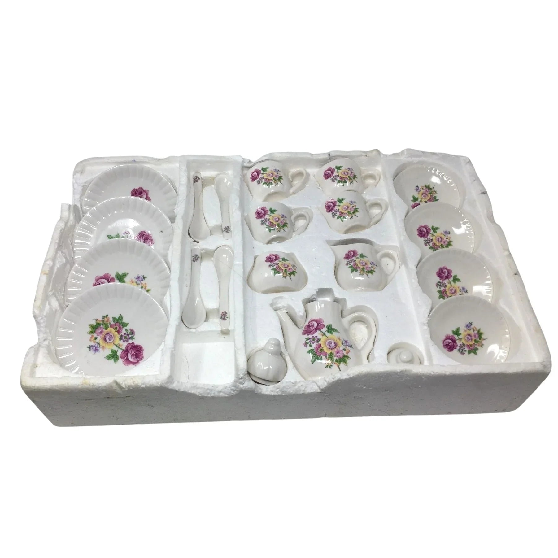Vintage 21 Piece Miniature Tea Set with Tea Pot, Tea Cups, Saucers and Spoons - A+ Stuff - teapot - A+ Stuff